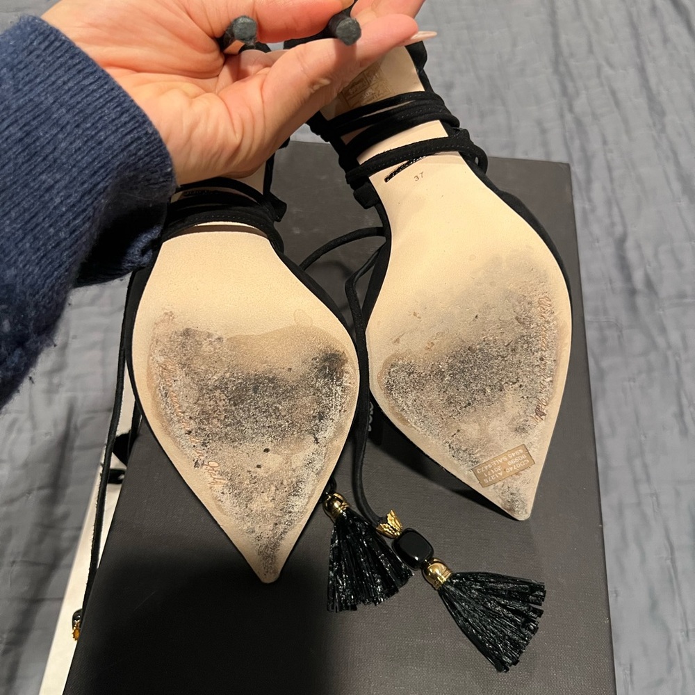 Dolce & Gabbana Black Heels with Tassels and Ankle Strap - Picture 13 of 16